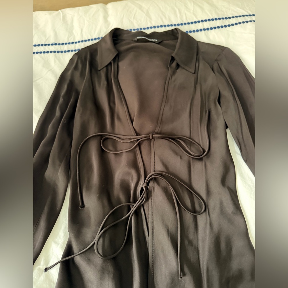 ZARA SATIN EFFECT SHIRT WITH TIES